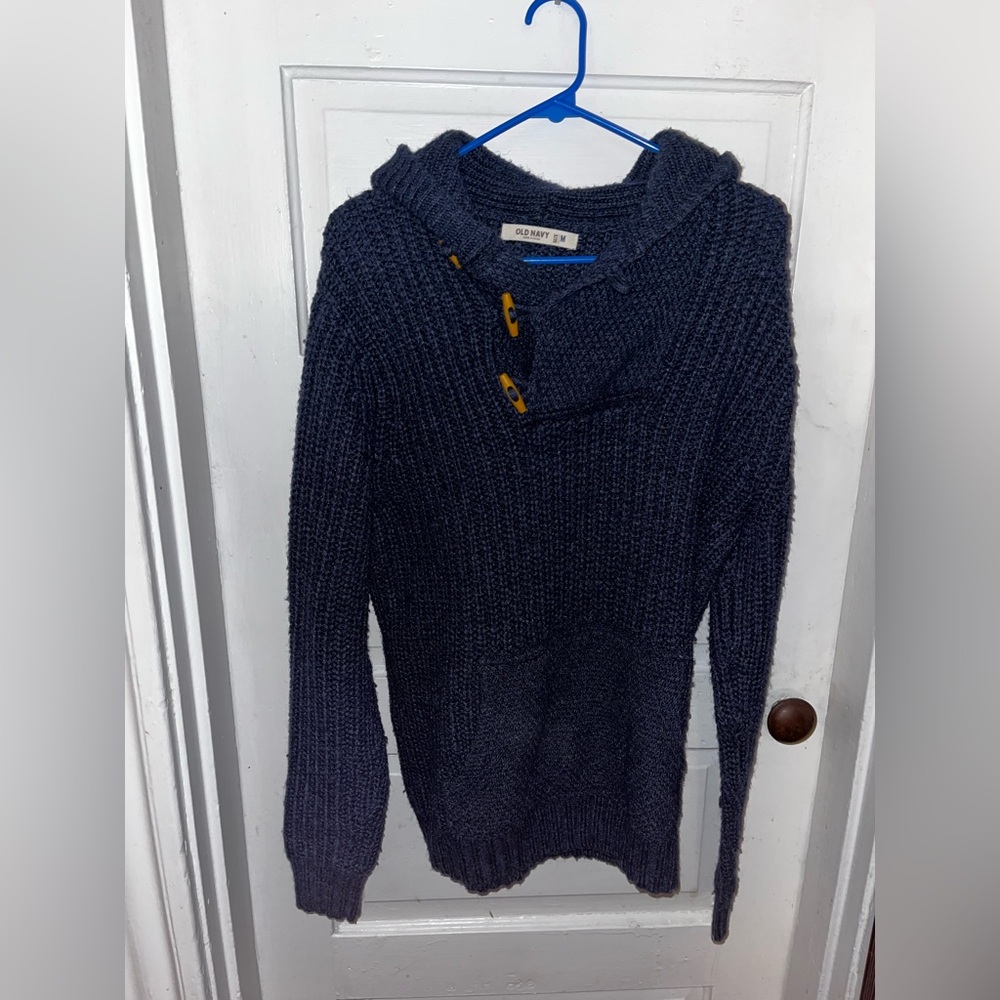 Old Navy Men's Navy Blue Hooded Sweater
